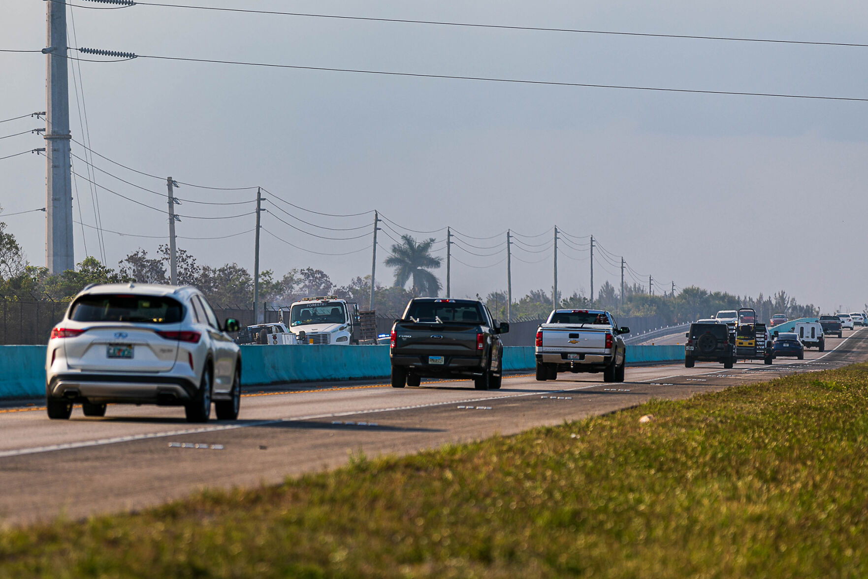 Wednesday afternoon traffic northbound from Key Largo was slowed by smoke and firefighting activity in the southbound lane.